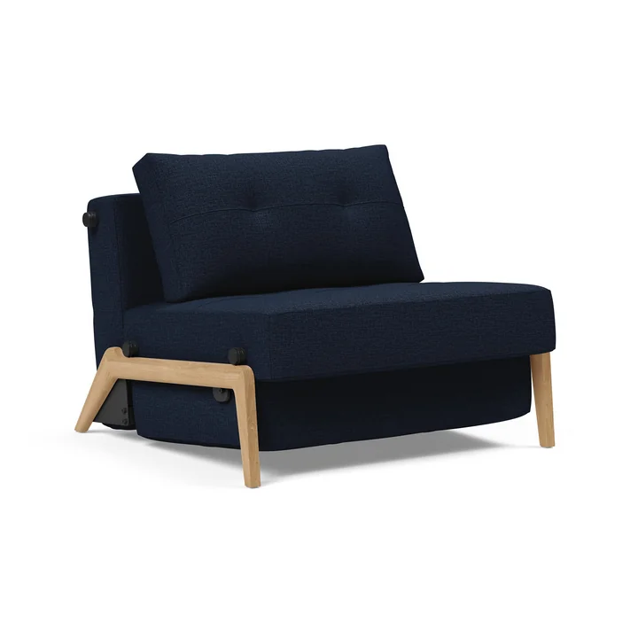 Innovation Living - Cubed 90 Armchair, oak / dark blue (528 Mixed Dance )