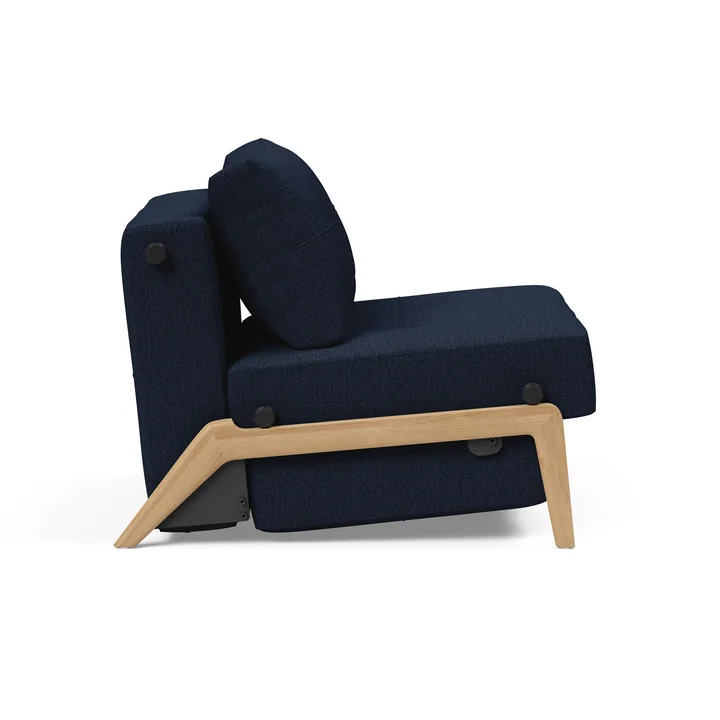 Innovation Living - Cubed 90 Armchair, oak / dark blue (528 Mixed Dance )