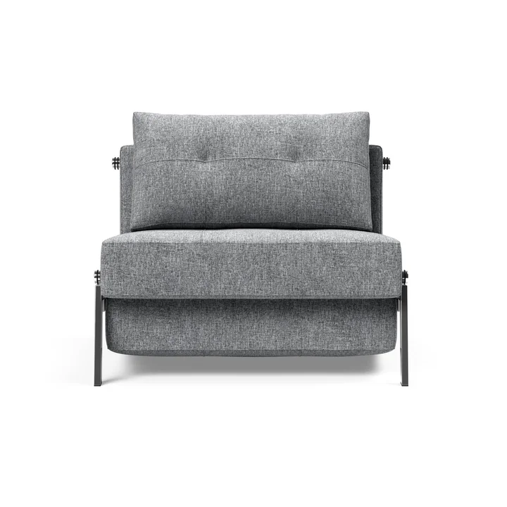 Innovation Living - Cubed 90 Armchair, chrome / light gray (565 Twist Granite )
