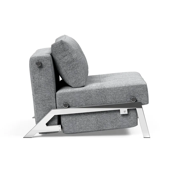 Innovation Living - Cubed 90 Armchair, chrome / light gray (565 Twist Granite )