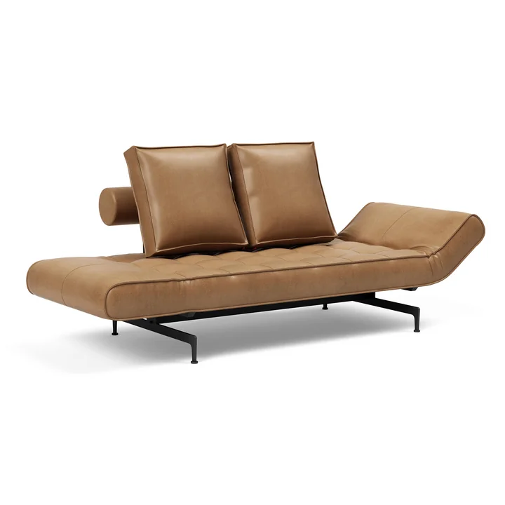 Innovation Living - Ghia Laser Sofa bed, 210 x 93 cm, brown leather (Mix 551 Faunal )