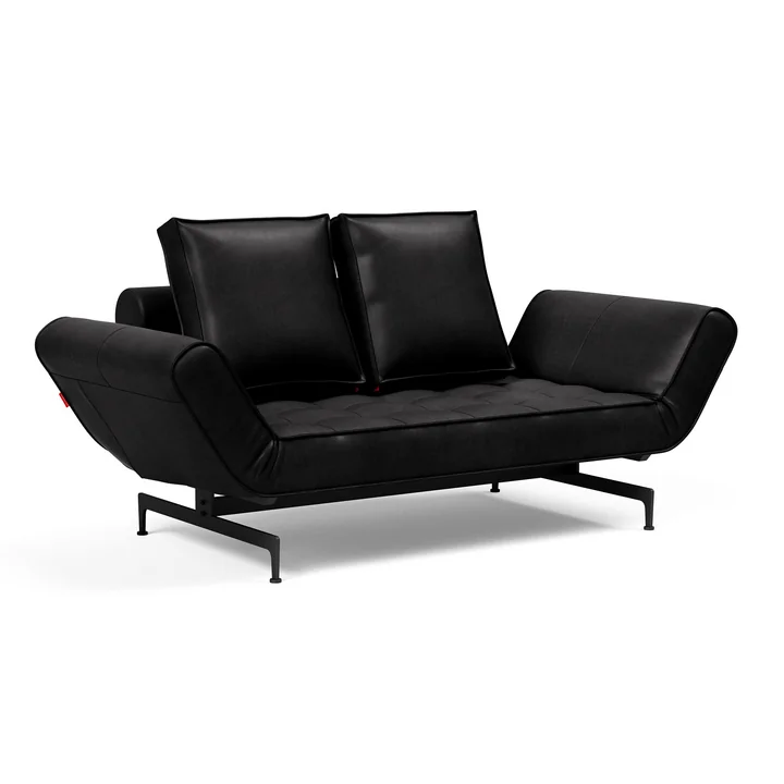 Innovation Living - Ghia Laser Sofa bed, 210 x 93 cm, black leather (Mix 550 Faunal )