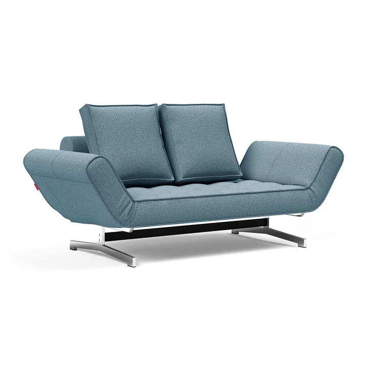 Innovation Living - Ghia sofa bed, 90 x 210 cm, chrome / light blue (525 Mixed Dance )