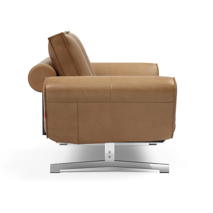 Innovation Living - Ghia sofa bed, 90 x 210 cm, chrome / light brown (Mix 551 Brown Faunal )