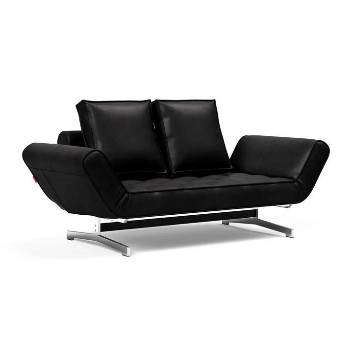 Innovation Living - Ghia sofa bed, 90 x 210 cm, chrome / black (Mix 550 Faunal)