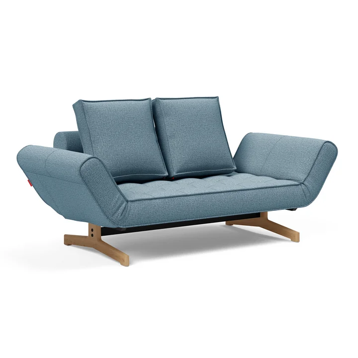 Innovation Living - Ghia Wood sofa bed, 210 x 93 cm, light blue (525 Mixed Dance )