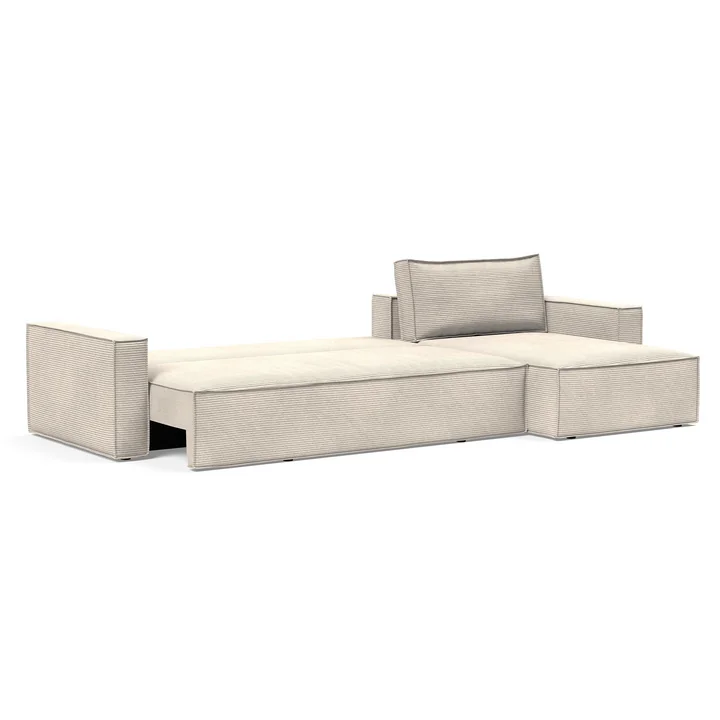 Innovation Living - Newilla sofa bed with lounger, 346 x 190 cm, ivory (595 Corduroy )