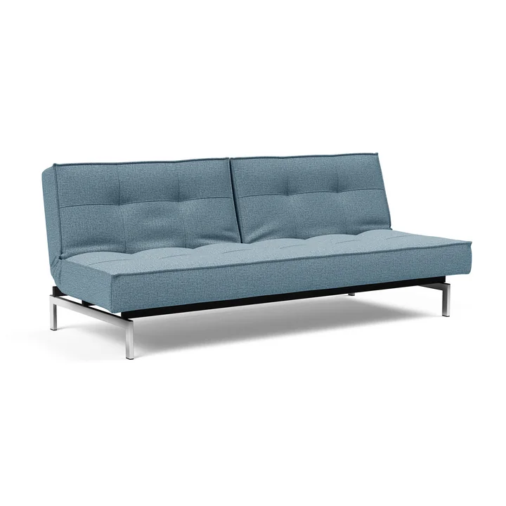 Innovation Living - Splitback Sofa bed, 210 x 89 cm, chrome / light blue (525 Mixed Dance )