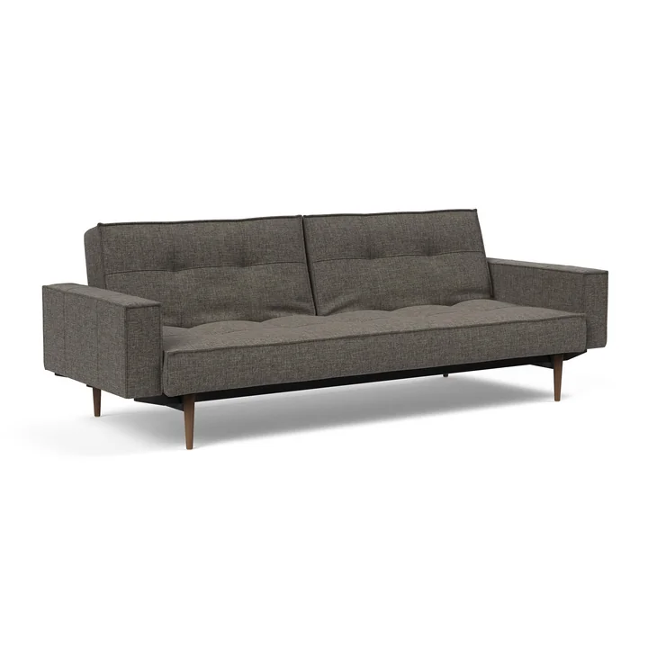 Innovation Living - Splitback Styletto sofa bed with armrests, dark gray (216 Flashtex )