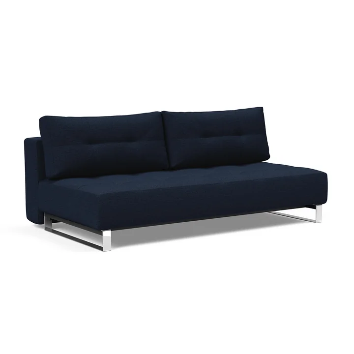 Innovation Living - Supremax D.E.L. sofa bed, 200 x 115 cm, chrome / blue (528 Mixed Dance )