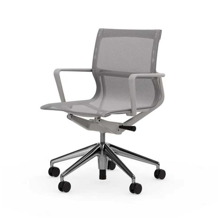 Vitra - Physix office swivel chair, polished aluminum base, TrioKnit silver grey / soft grey