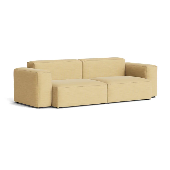 HAY - Mags Soft Sofa 2.5-seater with low armrest, combination 1, yellow (Yuma 833) / seams: beige