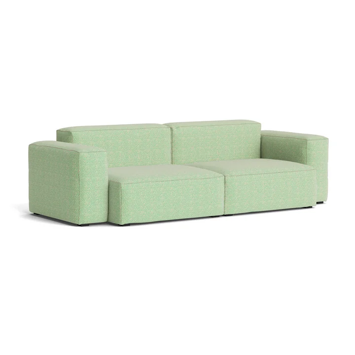 HAY - Mags Soft Sofa 2.5-seater with low armrest, combination 1, green-white (Tartaglia 989) / stitching: beige
