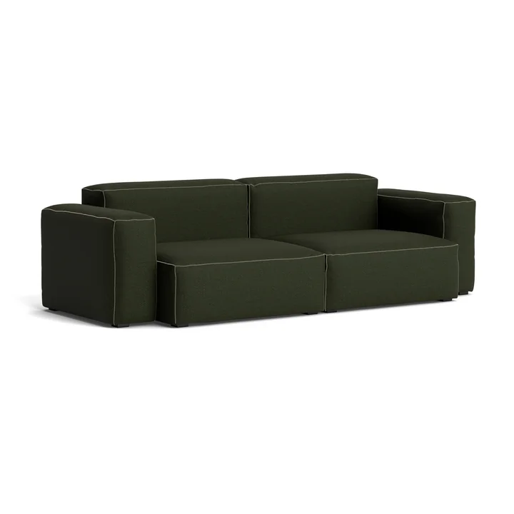 HAY - Mags Soft Sofa 2.5-seater with low armrest, combination 1, dark green (Maglia) / seams: beige