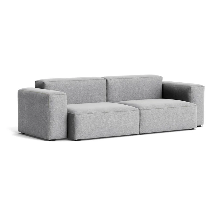 HAY - Mags Soft Sofa 2.5-seater with low armrest, combination 1, light gray ( Hallingdal 130) / seams: beige