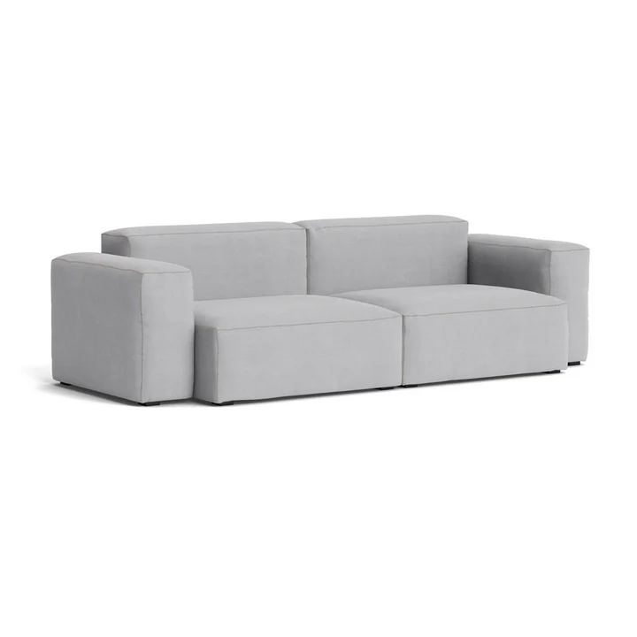 HAY - Mags Soft Sofa 2.5-seater with low armrest, combination 1, light gray ( Linara 443) / seams: beige