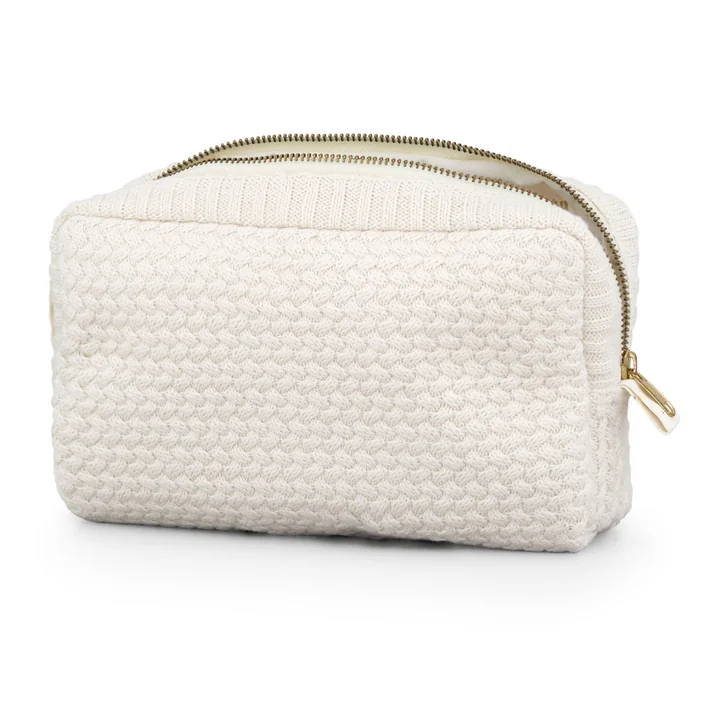 Cam Cam Copenhagen - Cosmetic bag, knitted, 22 x 5 x 16.5 cm, off-white / capri