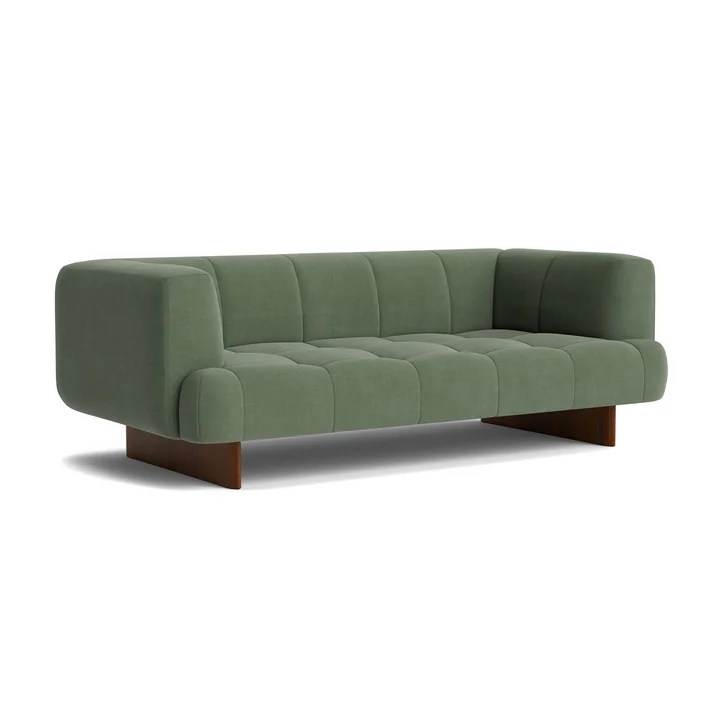 HAY - Quilton Lift 2-seater sofa, walnut / green (Linara 100)