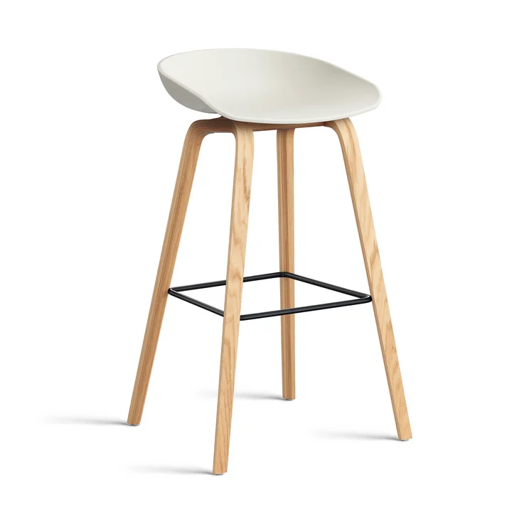 HAY - About A Stool AAS 32 H 75 cm, lacquered oak / black steel / melange cream 2. 0