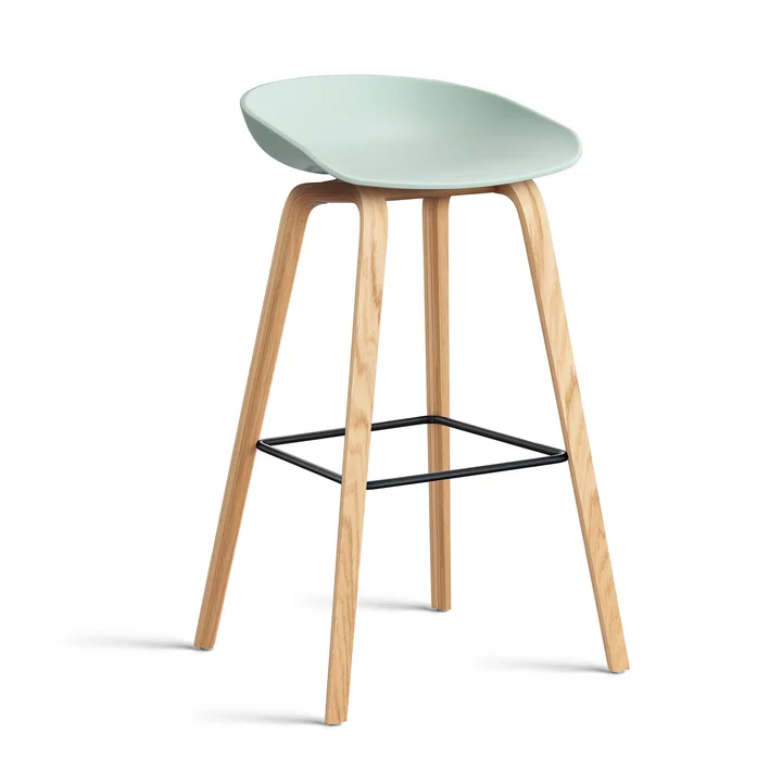 HAY - About A Stool AAS 32 H 75 cm, lacquered oak / black steel / dusty mint 2. 0