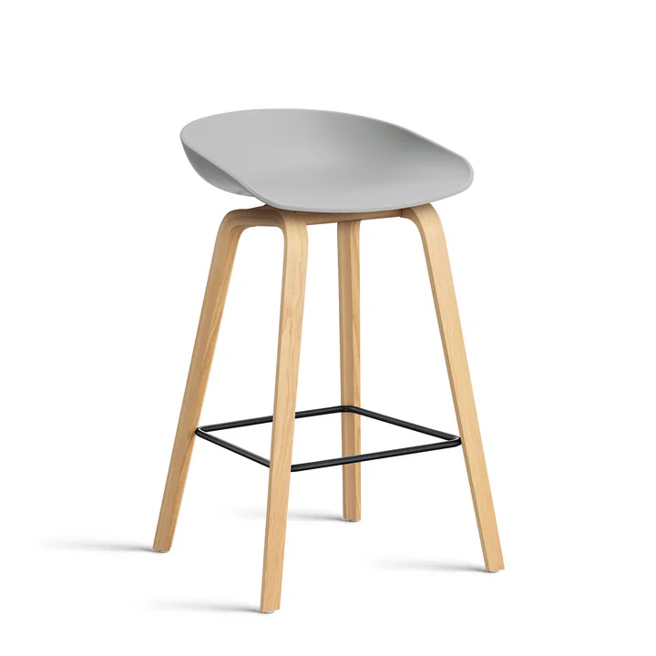HAY - About A Stool AAS 32 H 65 cm, lacquered oak / black steel / concrete grey 2. 0
