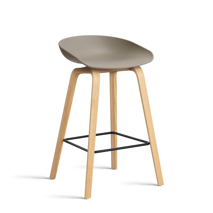 HAY - About A Stool AAS 32 H 65 cm, lacquered oak / black steel / khaki 2. 0