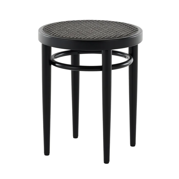 Thonet - 214 RH Stool, Dark Melange wickerwork with plastic support fabric / black beech (TP 29)