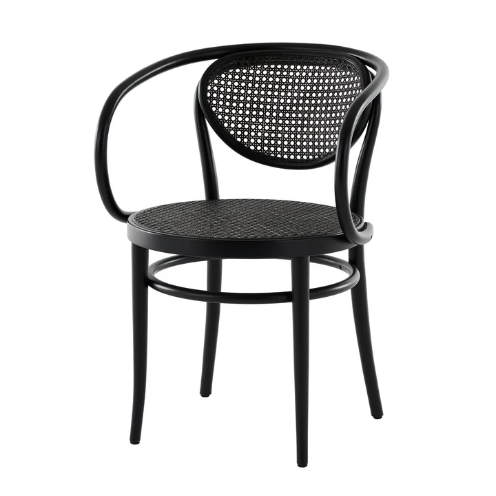 Thonet - 210 R Armchair, Dark Melange wickerwork / black beech (TP 29)