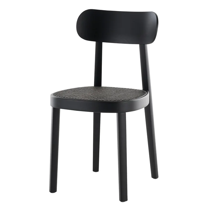 Thonet - 118 Chair, Dark Melange wickerwork with plastic support fabric / black stained beech (TP 29)