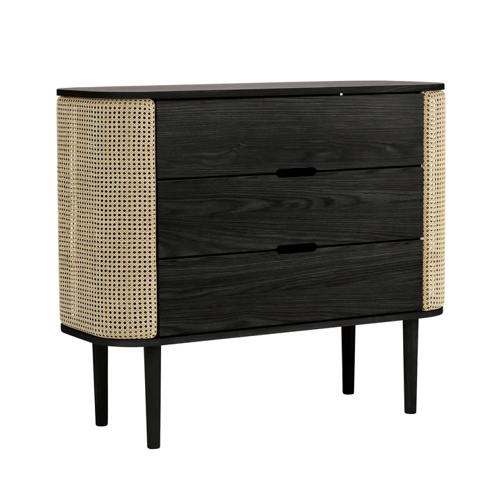 Umage - Treasures Chest of drawers, black oak / Viennese wickerwork
