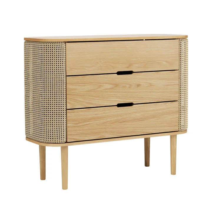Umage - Treasures Chest of drawers, natural oak / Viennese wickerwork