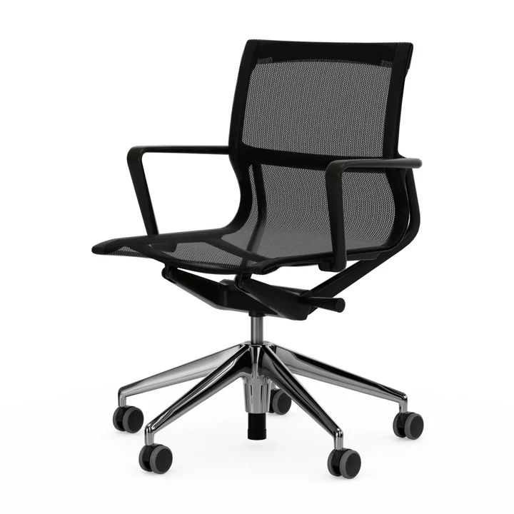 Vitra - Physix office swivel chair, polished aluminum base, TrioKnit black pearl / deep black