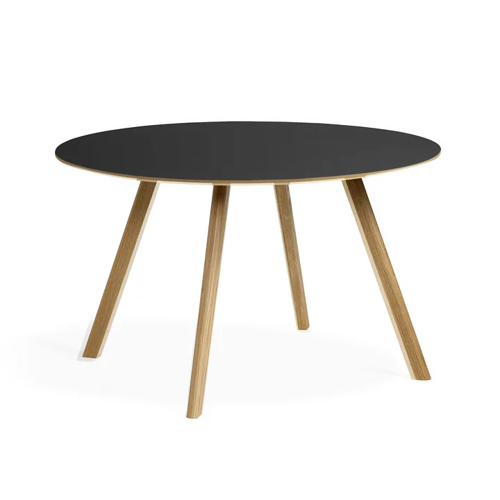 HAY - Copenhague CPH25 2. 0 Table Ø 120 cm, lacquered oak / black linoleum