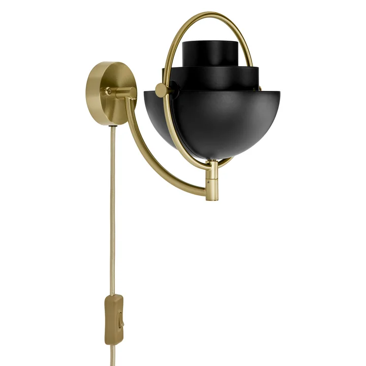 Gubi - Multi-Lite Wall light, black semi matt / brass