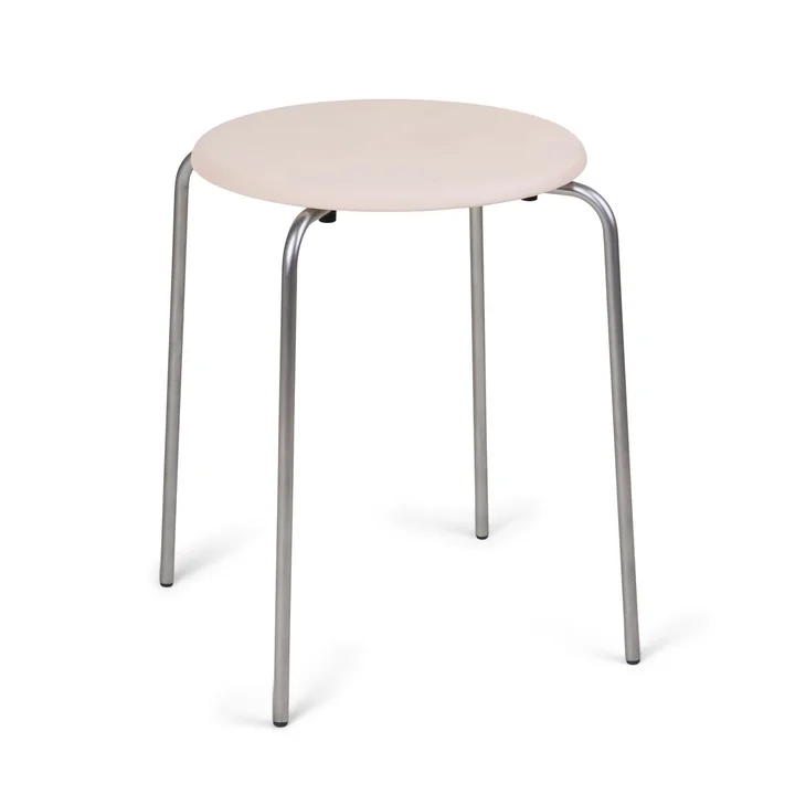 Frama - Petit Rond stool, brushed stainless steel / natural leather