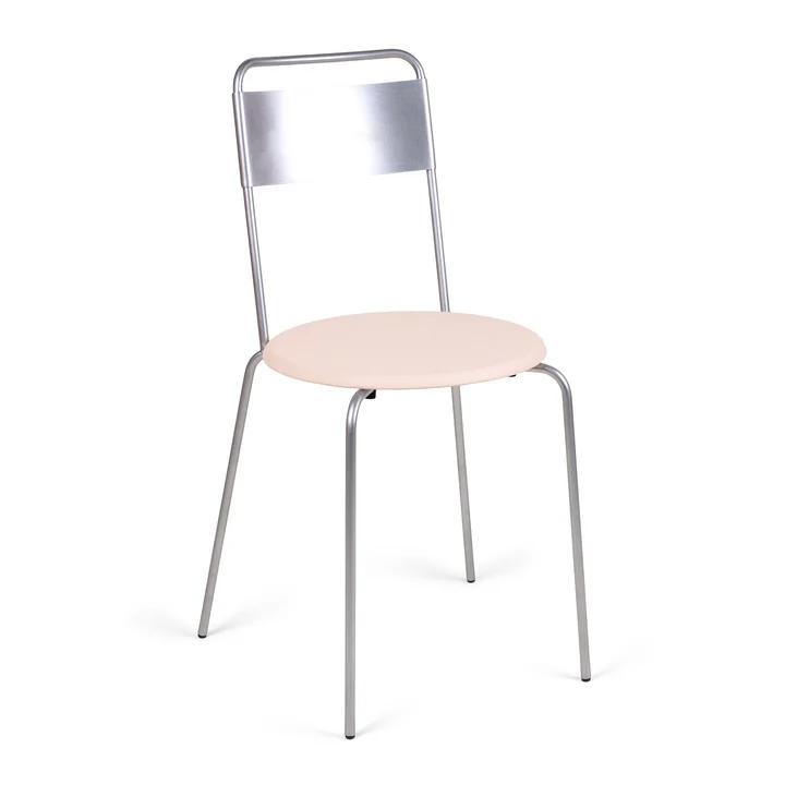 Frama - Petit Rond chair, brushed stainless steel / natural leather