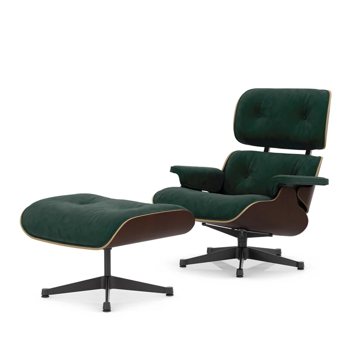 Vitra - Lounge Chair & Ottoman, black, dark walnut, Calma, 11 pine