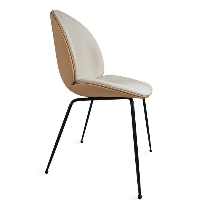 Gubi - Beetle Dining Chair Full upholstery (Conic Base), black / Vidar (146) / Valencia leather (Exclusive Edition)