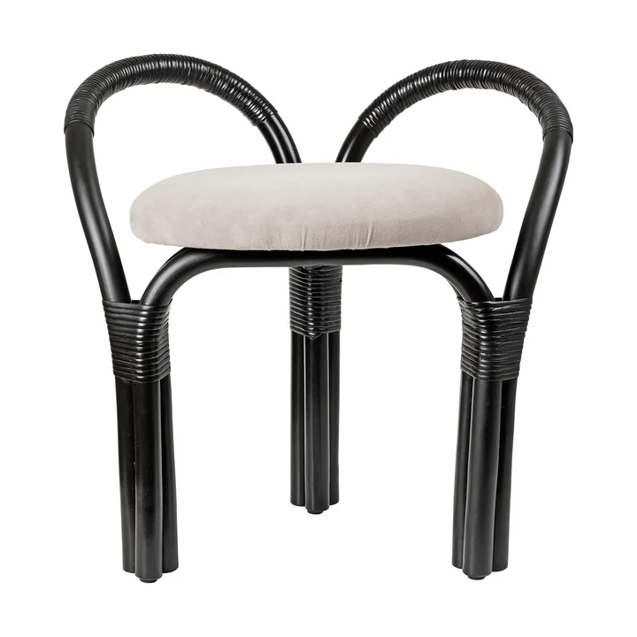 Gubi - Bistra stool, rattan ebony / Fustagno (001) (plastic glides)