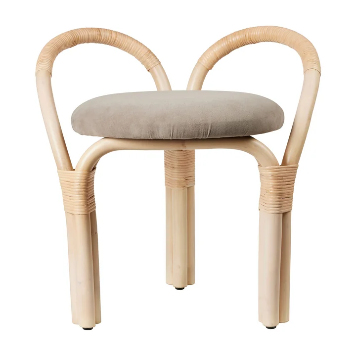 Gubi - Bistra stool, natural rattan / Fustagno (002) (plastic glides)