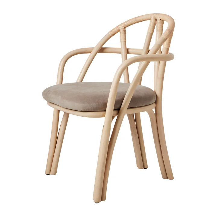 Gubi - Bistra armchair, natural rattan / Fustagno (002) (plastic glides)