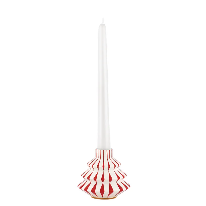 Alessi - Delight candle holder, white / red / gold