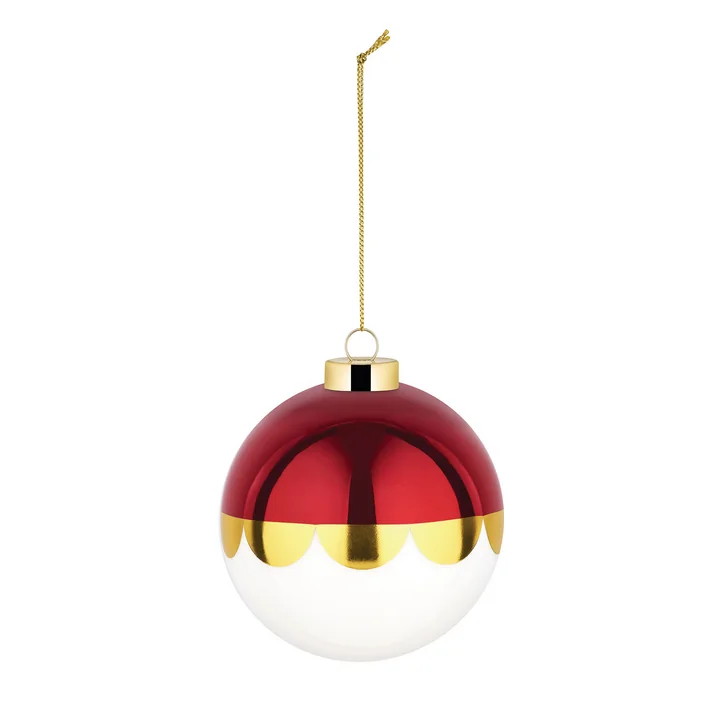 Alessi - Delight Christmas tree bauble 7, white / red / gold
