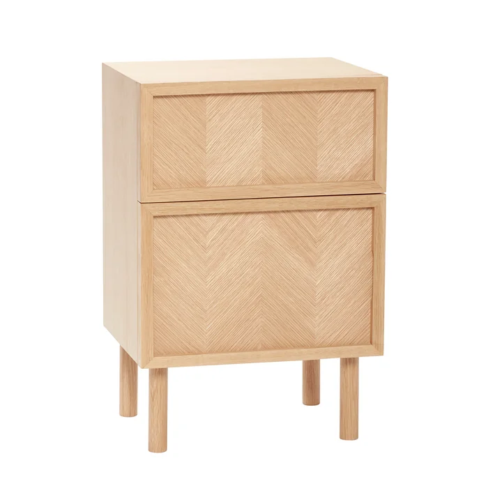 Hübsch Interior - Herringbone bedside table, H 60 cm, oak