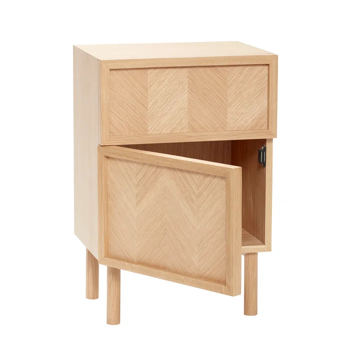 Hübsch Interior - Herringbone bedside table, H 60 cm, oak