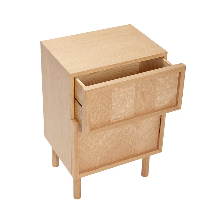 Hübsch Interior - Herringbone bedside table, H 60 cm, oak