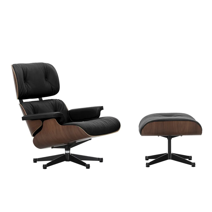 Vitra-Lounge-Chair-und-Ottoman-schwarz-poliert-Nussbaum-dunkel-Leder-Premium-F-nero