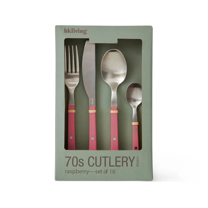 HKliving - 70's cutlery set, raspberry (16 pcs.)