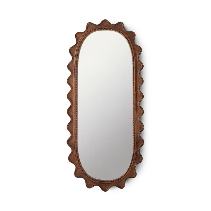 HKliving - Ripple Wall mirror, 135 x 61 cm, natural mango