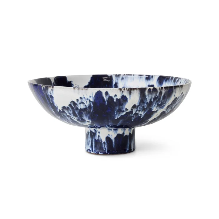HKliving - Serving bowl with foot, Ø 26 cm, indigo